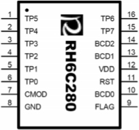 rh6c280觸摸按鍵,觸摸按鍵IC,觸摸IC,封裝示意圖