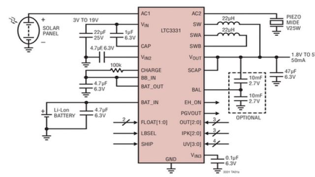 圖 3：LTC3331 的典型應(yīng)用電路