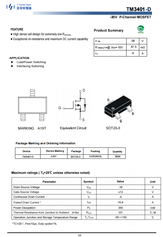 TM3401-D -30V 5A 